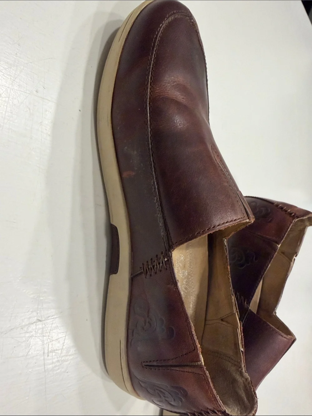 OluKai Kama Aina Men's Dark Brown Leather Slip-On Loafers